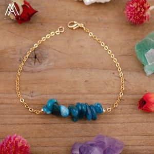 ✨NEW✨ Blue Apatite Gemstone With Gold Chain Bracelet